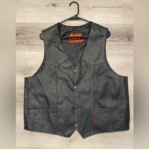 HOT LEATHERS Vintage 80s Motorcycle Vest Black Men’s Size: 2XL